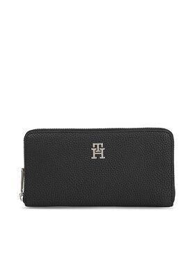 Tommy Hilfiger Tommy Hilfiger Голям дамски портфейл Th Emblem Large Za AW0AW15181 Черен