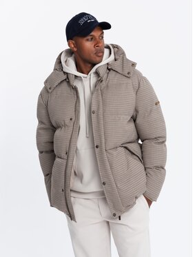 Ombre Ombre Kurtka puchowa OM-JAHP-0174 Beżowy Regular Fit