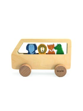 Trixie Baby Trixie Baby Zabawka Drewniany autobus dla zwierząt Kolorowy