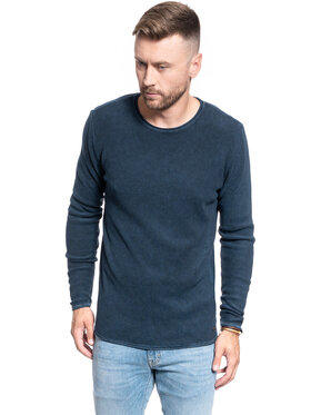 Mustang Mustang Sweter EMIL C WAFFLE Niebieski Regular Fit