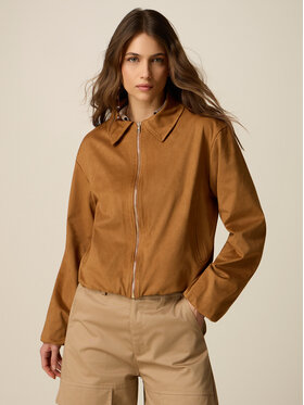 Oltre Oltre Kurtka z imitacji skóry R015J000349N022 Brązowy Regular Fit