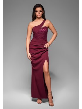 Ombre Ombre Sukienka wieczorowa LA-OM-DLR037 Bordowy Regular Fit