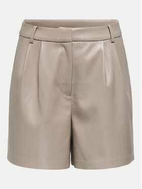 ONLY ONLY Shorts aus Kunstleder Saramy 15338008 Beige Regular Fit