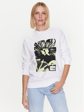 Calvin Klein Calvin Klein Džemperis ar kapuci Flower Print K20K205336 Balts Relaxed Fit