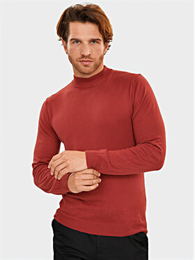 Evenemen Evenemen Sweter Półgolf Bordowy Slim Fit