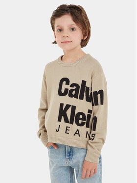 Calvin Klein Jeans Calvin Klein Jeans Džemper Blown Up Logo IB0IB01874 Bež Regular Fit