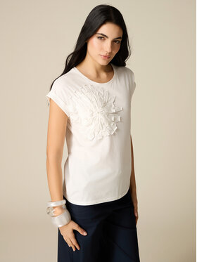 Oltre Oltre T-Shirt G00DJ004618N011 Biały Regular Fit