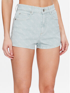Guess Guess Szorty jeansowe Lella W3GD49 WF5V3 Zielony Relaxed Fit