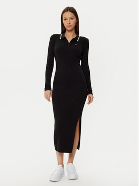 Tommy Jeans Tommy Jeans Rochie tricotată DW0DW19476 Negru Slim Fit