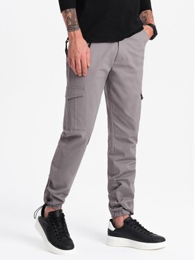 Ombre Ombre Kalhoty z materiálu OM-PACG-0189 Šedá Regular Fit