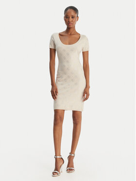 Guess Guess Trikotāžas kleita W6RK92 Z3JD2 Bēšs Regular Fit