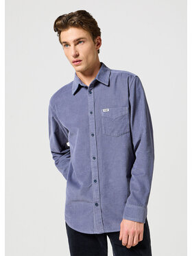 Wrangler Wrangler Koszula 1 PKT CORDUROY SHIRT Niebieski Regular Fit