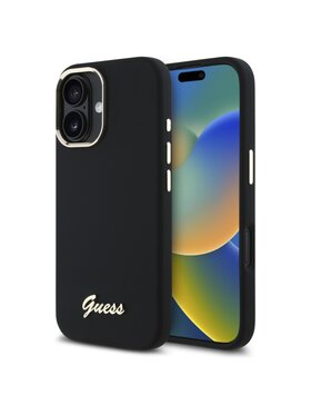 Guess Guess Etui na telefon Silicone Script Metal Logo & Frame Czarny