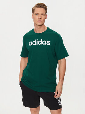adidas adidas T-Shirt Essentials Single Jersey Linear Embroidered Logo T-Shirt IJ8658 Zielony Regular Fit