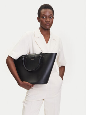 Tommy Hilfiger Tommy Hilfiger Geantă Heritage Leather Tote AW0AW17209 Negru