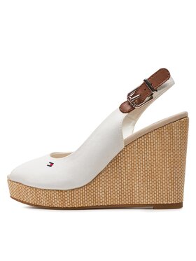 Tommy Hilfiger Sandale Iconic Elena Sling Back Wedge FW0FW04789 Écru