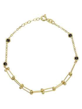 Fugart Fugart Bransoletka Bransoletka złota z czarnymi kamieniami i diamentowanymi kulkami FUG2-4-B00588-2 Złoty