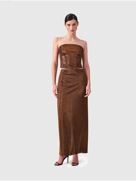 Helene Galwas Helene Galwas Spódnica maxi z lamé Pomarańczowy Regular Fit