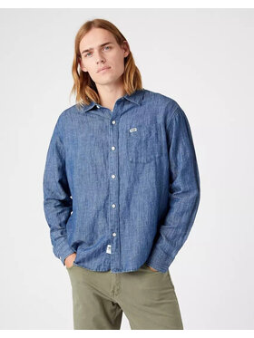 Wrangler Wrangler Koszula LS 1 PKT SHIRT Niebieski Regular Fit