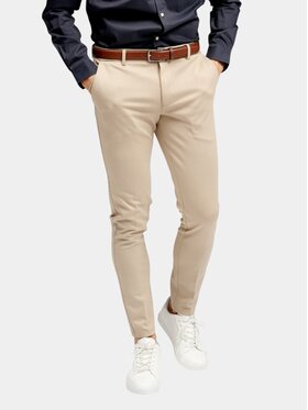 TeeShoppen TeeShoppen Spodnie garniturowe 'Perform Collection' Beżowy Slim Fit