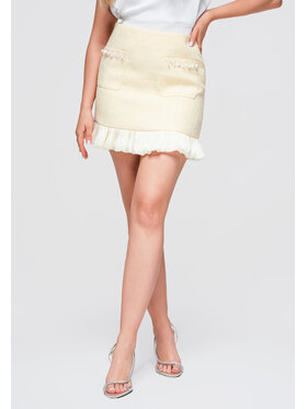 Ombre Ombre Spódnica mini OW-GL-E0010 Żółty Slim Fit