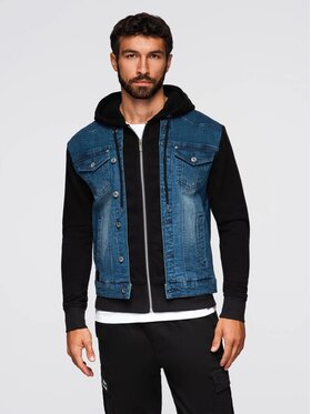 Ombre Ombre Jeansová bunda OM-JADJ-0220 Modrá Regular Fit