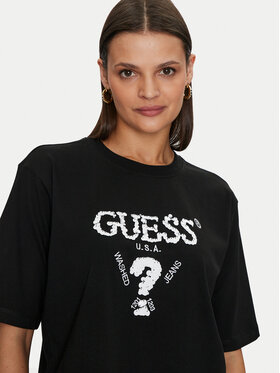 Guess T-shirt Aurelie V4YI06 I3Z14 Crna Boxy Fit