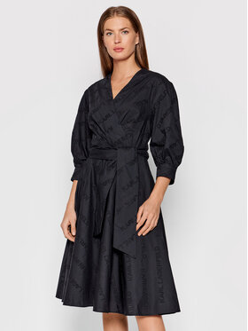 KARL LAGERFELD KARL LAGERFELD Ежедневна рокля Logo Embroidered 215W1305 Черен Regular Fit