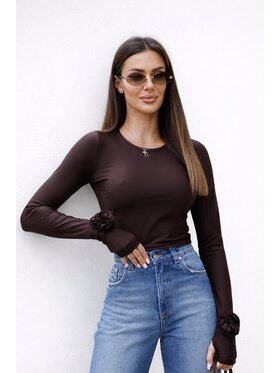 LilaLou LilaLou Bluzka Amber Brązowy Slim Fit