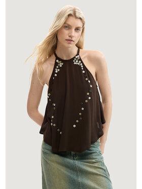 Desigual Desigual Canottiera BLUS_BOTT Marrone Casual Fit