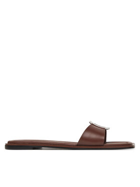 Calvin Klein Calvin Klein Šľapky Flat Slide W/Ck Hw Big - Lth HW0HW02482 Hnedá