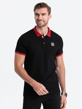 Ombre Ombre Polo OM-POSS-0105 Czarny Regular Fit
