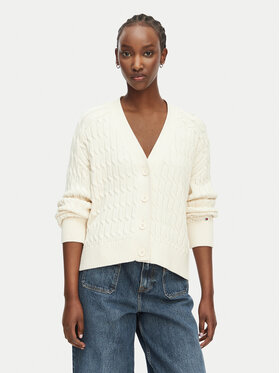 Tommy Hilfiger Tommy Hilfiger Pletena jopica WW0WW50078 Kremna Relaxed Fit