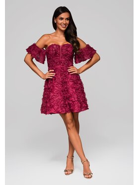 Ombre Ombre Sukienka koktajlowa LA-OM-DLR231 Czerwony Regular Fit