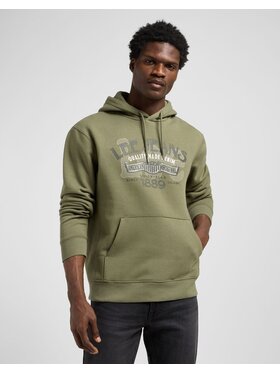 Lee Lee Bluzka BIG LOGO HOODIE Zielony Regular Fit