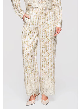 Ombre Ombre Spodnie materiałowe OW-PA-E0006 Beżowy Relaxed Fit