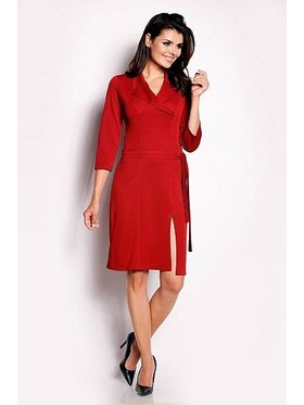 Awama Awama Sukienka dzianinowa A151 Bordowy Basic Fit