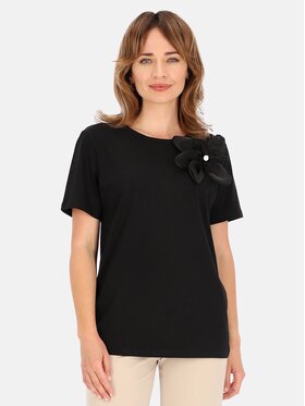 Perso Perso T-Shirt TCE245000F Czarny Regular Fit
