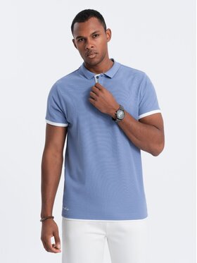 Ombre Ombre Polo OM-POSS-0113 Niebieski Fitting Fit