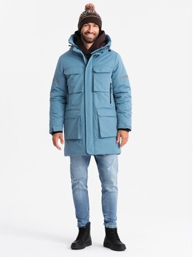 Ombre Ombre Parka OM-JALJ-0169 Niebieski Regular Fit