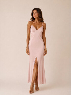 Hottie Hot Hottie Hot Sukienka letnia MARGARET cupro Różowy Slim Fit