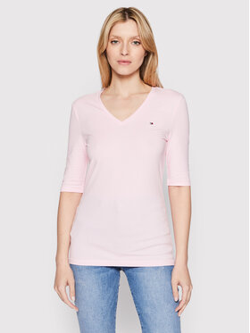 Tommy Hilfiger Tommy Hilfiger T-Shirt Solid WW0WW27963 Różowy Slim Fit