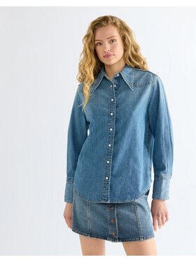 Wrangler Wrangler Koszula DRAMA COLLAR SHIRT Niebieski Regular Fit