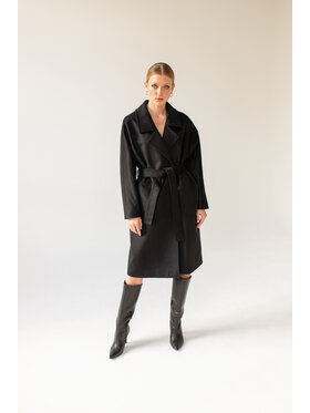 Entelier Entelier Płaszcz zimowy oversize Czarny Comfortable Fit