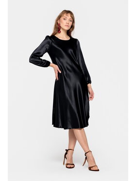 EMOI EMOI Sukienka codzienna Czarna elegancka z satyny Czarny Feminine Fit