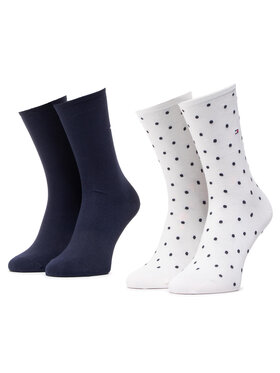 Tommy Hilfiger Tommy Hilfiger Súprava 2 párov vysokých dámskych ponožiek 100001493 Tmavomodrá