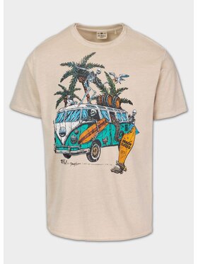 PITBULL PITBULL T-Shirt Koszulka męska Denim Washed Raw OPEN BEACH XL Beżowy Regular Fit