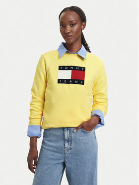 Tommy Jeans Tommy Jeans Džemperis Flag DW0DW22564 Šviesiai geltona Regular Fit