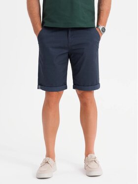 Ombre Ombre Šortky z materiálu OM-SRCS-0197 Tmavomodrá Regular Fit