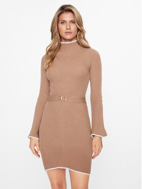Guess Guess Плетена рокля W3BK46 Z2WX0 Бежов Slim Fit